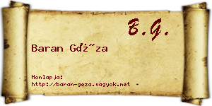 Baran Géza névjegykártya