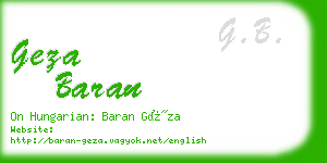 geza baran business card